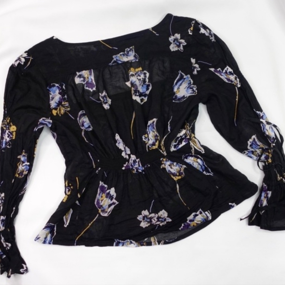 Free People Black Floral Blouse - Picture 3 of 5